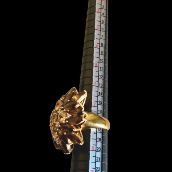 Vintage SETA Sterling Smoky Quartz Topaz Diamond HUGE Cocktail Ring Sz 8 - Picture 12 of 12